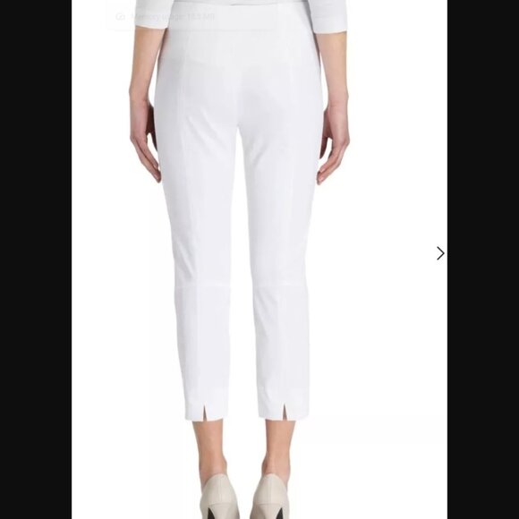 Rafaello Rossi 6/8 Penny Pants Sz 42 / 12 Solid White Cropped Stretch Flat Front - Picture 5 of 9
